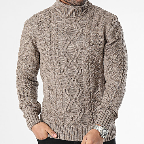 Pull Col Roulé Marron