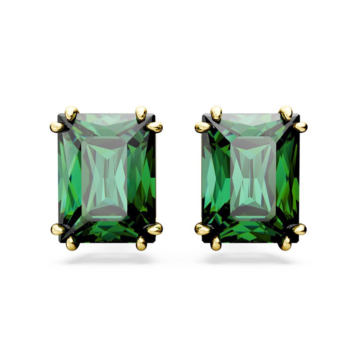 Clous d'oreilles Swarovski Matrix réctangulaireverte