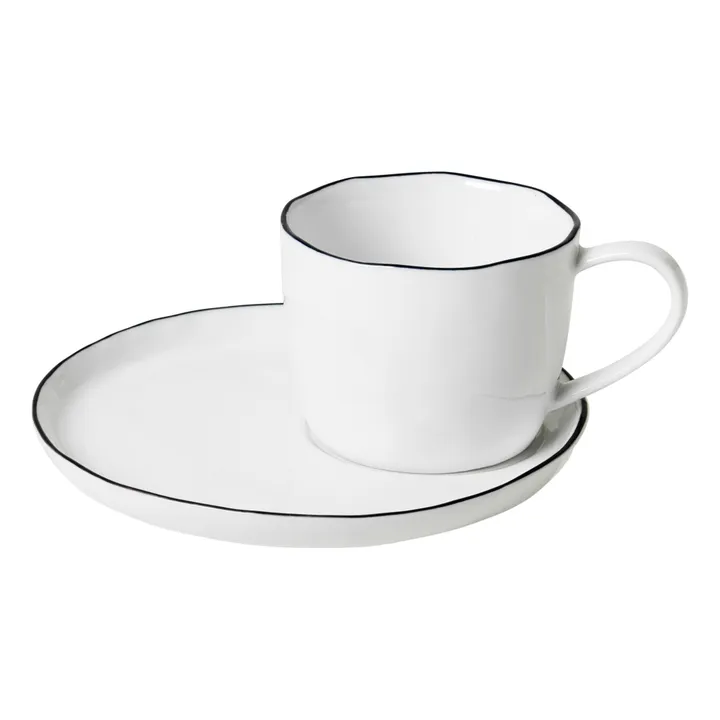 Broste Copenhagen Tasse avec soucoupe en porcelaine Salt