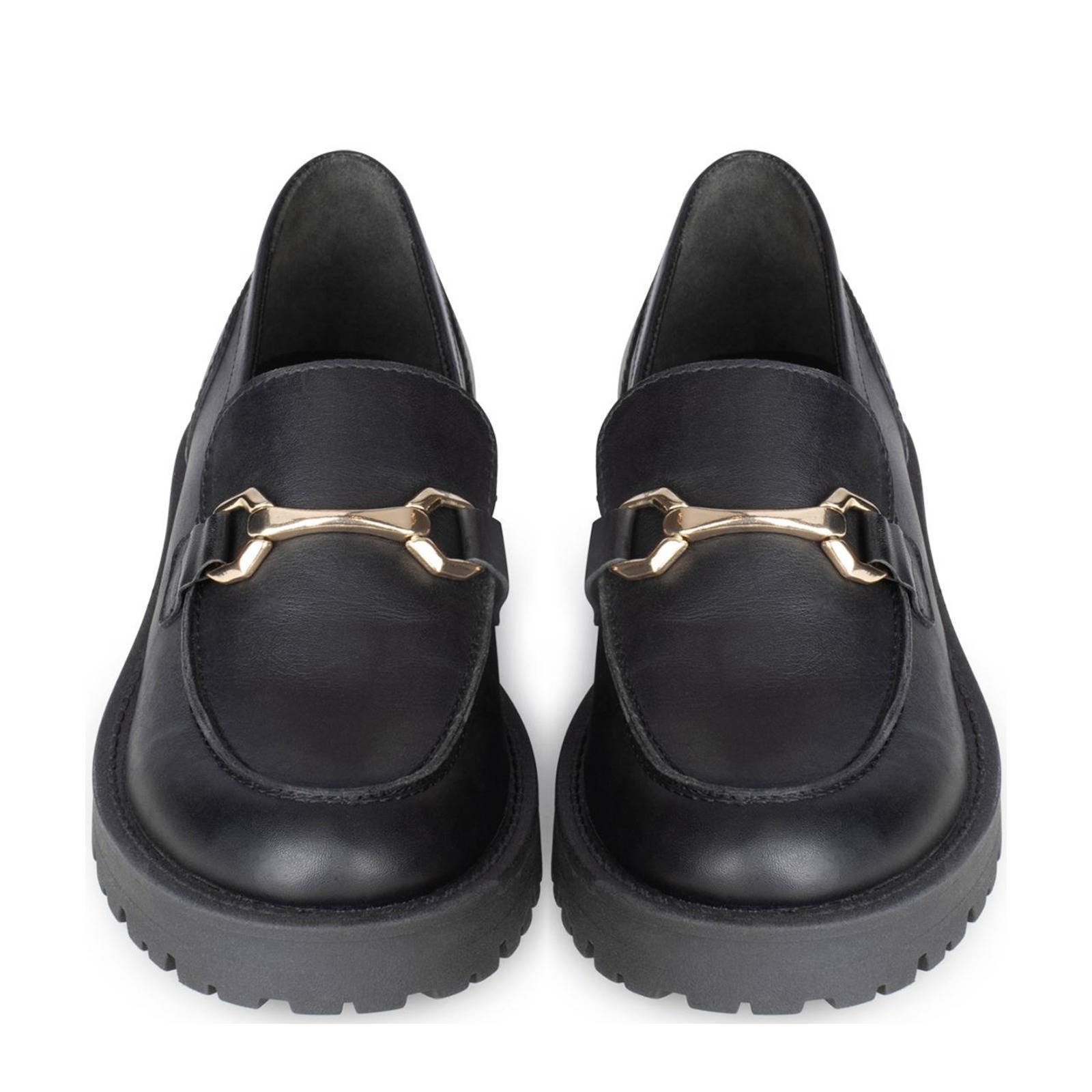 PS Poelman Lein  chunky leren loafers met geps zwart