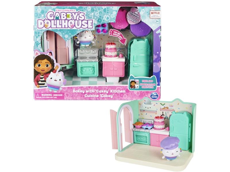 Spinmaster Gabby's Dollhouse Cakey's Küche Deluxe Rooms Deluxe 'Bakey with Cakey'-Küche und Kuchi-Katzenfigur
