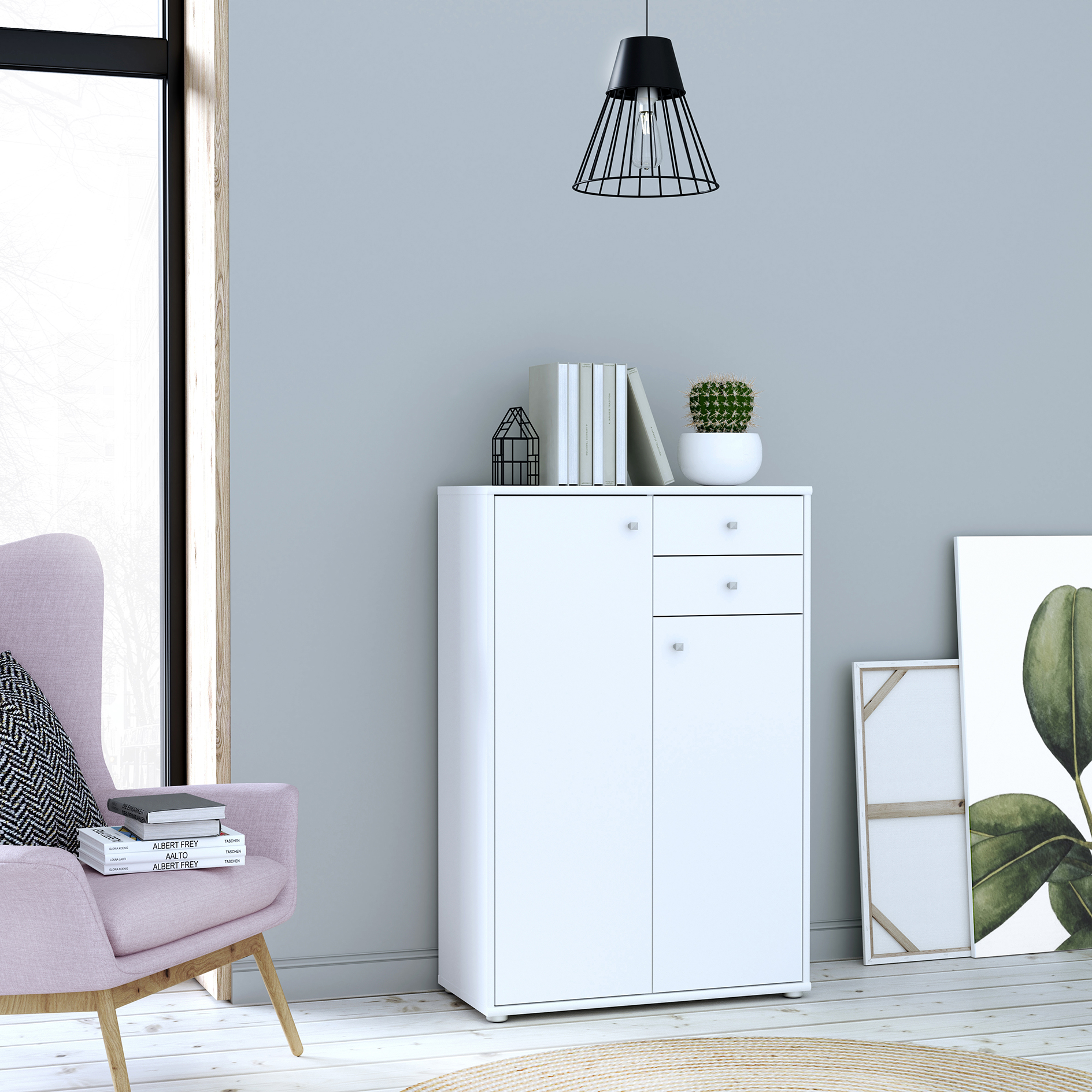 Kommode - weiß - 74 cm breit