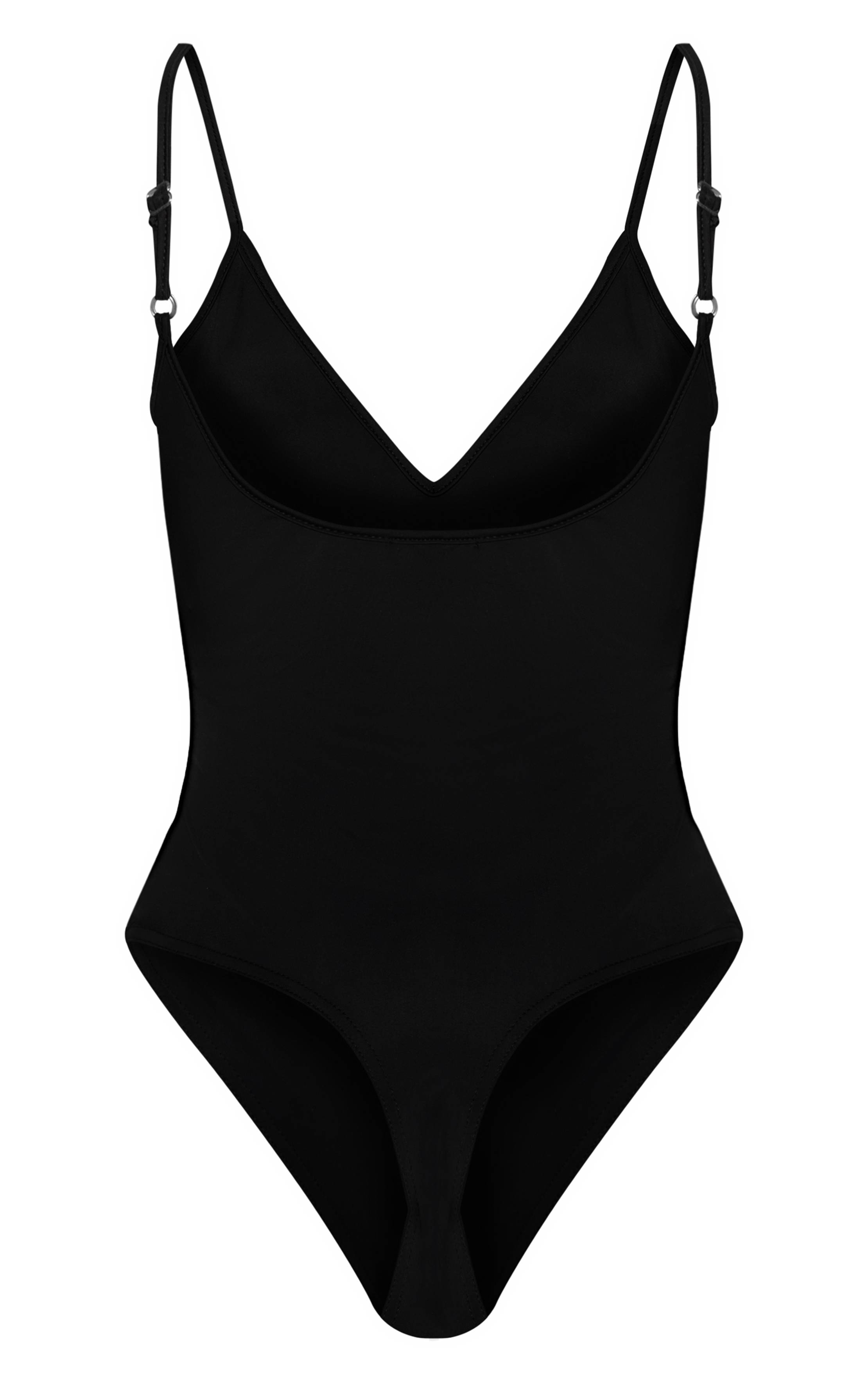 Noir Body Sculptant Mat À Col En V Et Bretelles Fines