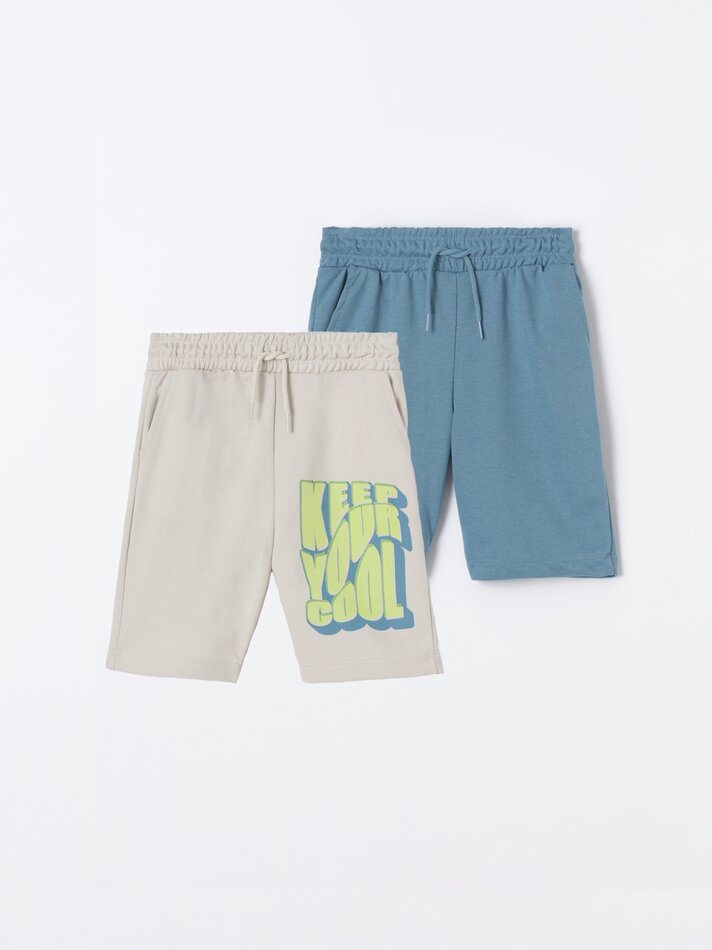 Conjunto de 2 Bermudas Felpudas - Bege