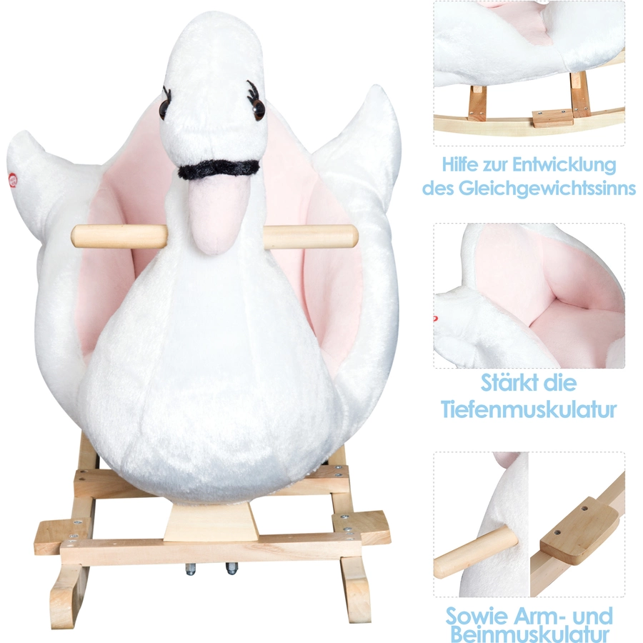 HOMCOM Kinder Schaukelwippe als Schwan rosa, weiß