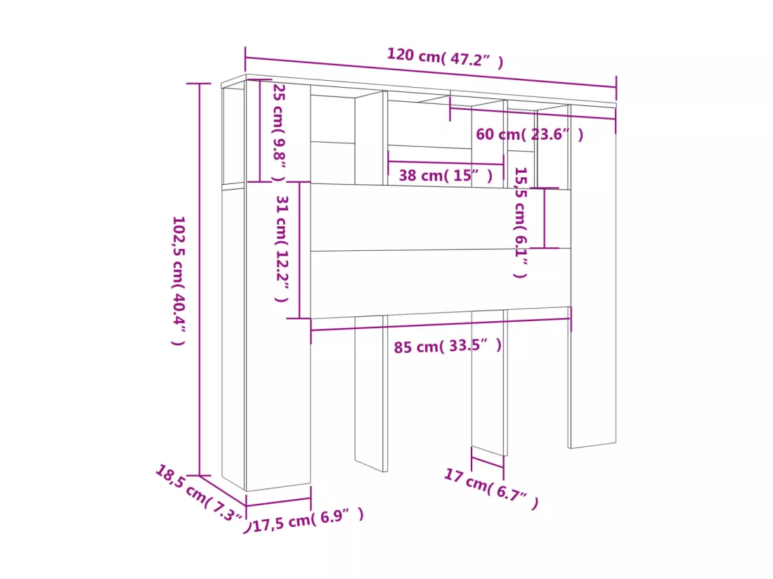 Armoire de tête de lit Blanc 120x18,5x104,5 cm