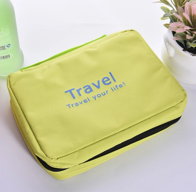 (22x16x7cm) Reise Kulturbeutel Kosmetik Make Up Tasche Necessaire Organizer Bag - Hellgrün