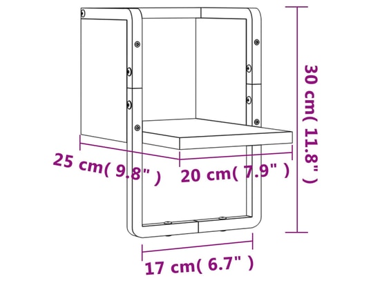 VIDAXL - Etagère murale étagère murale avec barre noir 20x25x30 cm