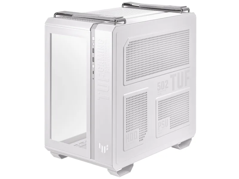 ASUS TUF Gaming GT502 Plus - Mid tower - ATX - sidepanel med vindue (hærdet glas) - ingen strømforsyning - hvid - USB/Lyd