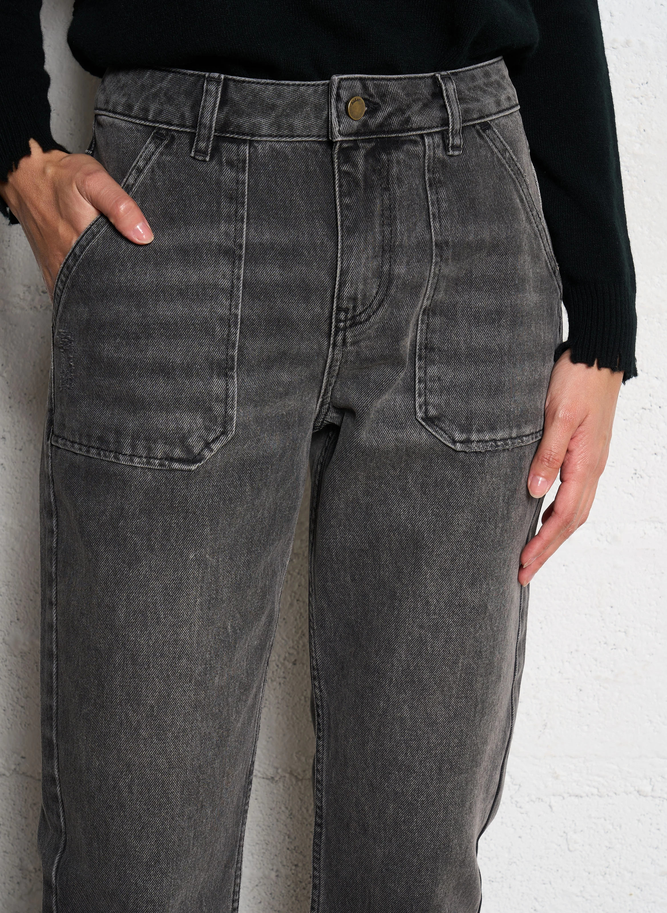 ELLY - Jean droit en coton | Gris