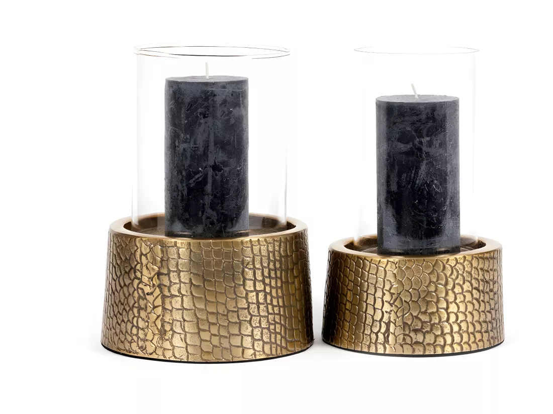 Le Bougeoir Croco avec Verre - Laiton - L