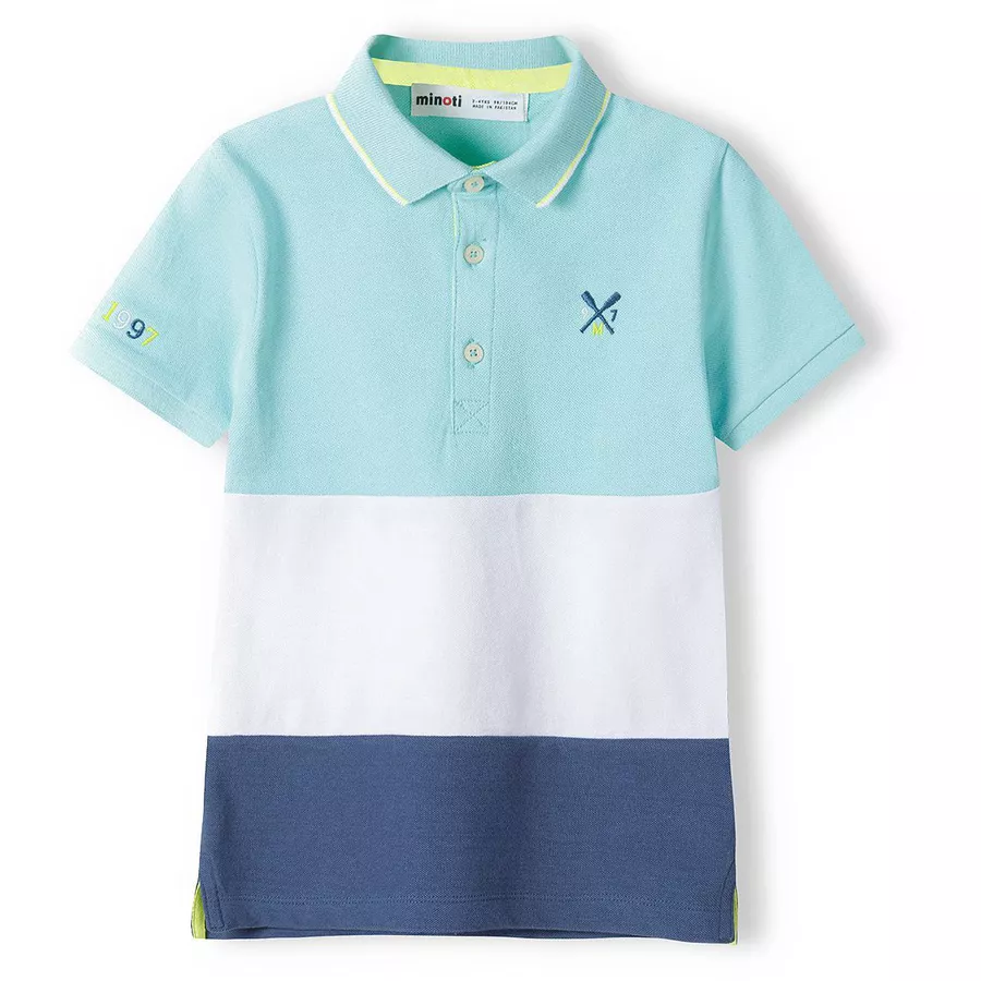 MINOTI Polohemd TürkisWeißBlau