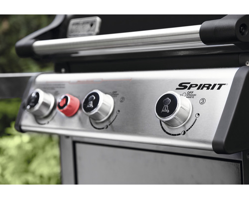 Weber Spirit 325S EPX GBS zwarte gasbarbecue met 3 branders, 116 cm hoog, vetopvangbak, warmhoudrek, dekselthermometer, zijplank en kookgereihouder
