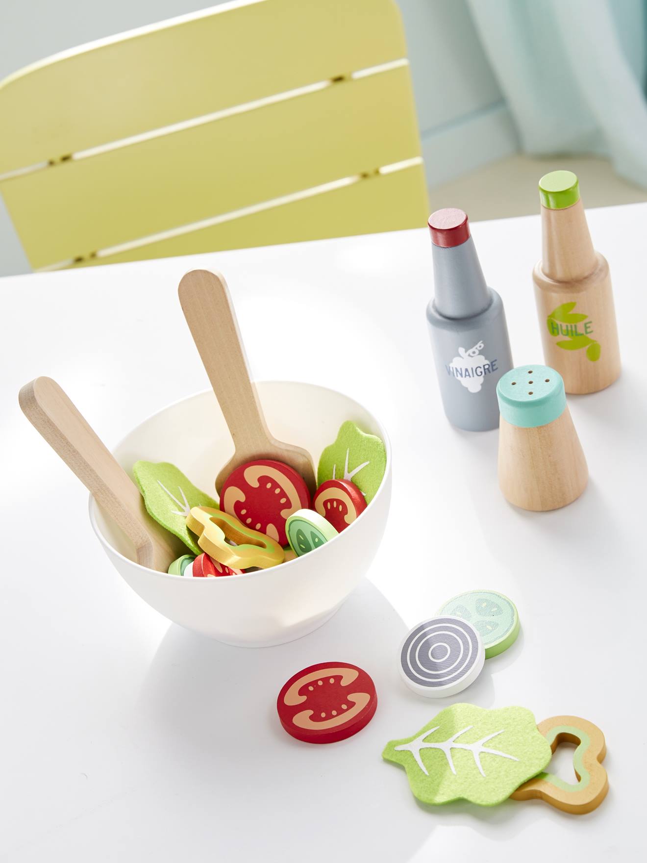 Conjunto de salada de madeira com certificação FSC®, lote verde-água