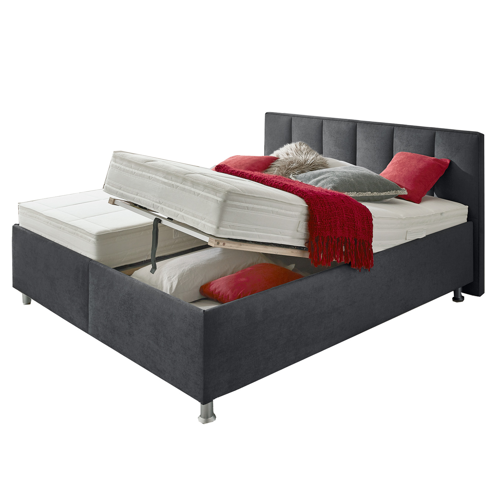 polsterpower Polsterbett - anthrazit - H2/H3 - 180x200 cm
