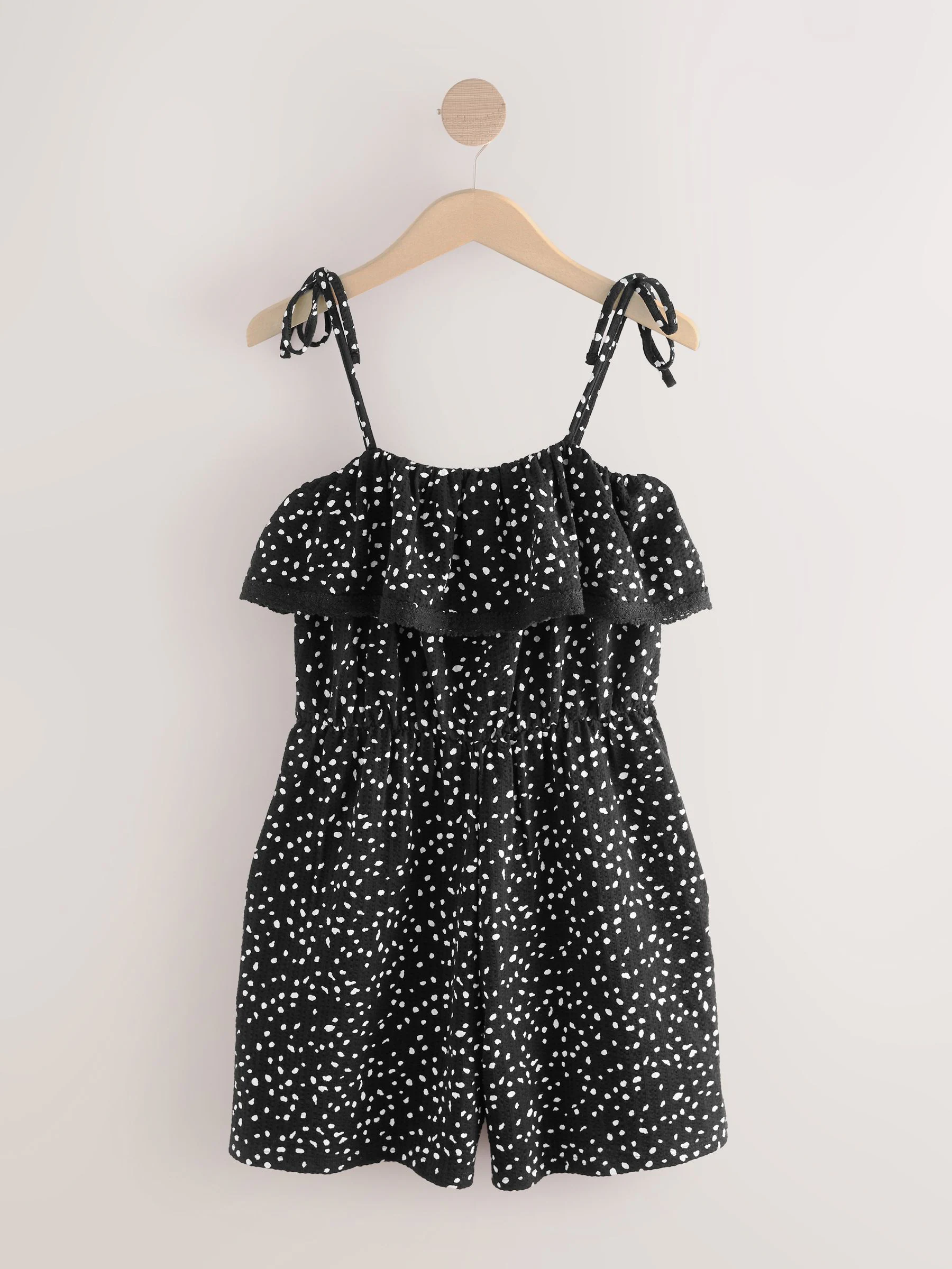 Zwart/wit - Textured Jersey Frill Bandeau Speelpakje