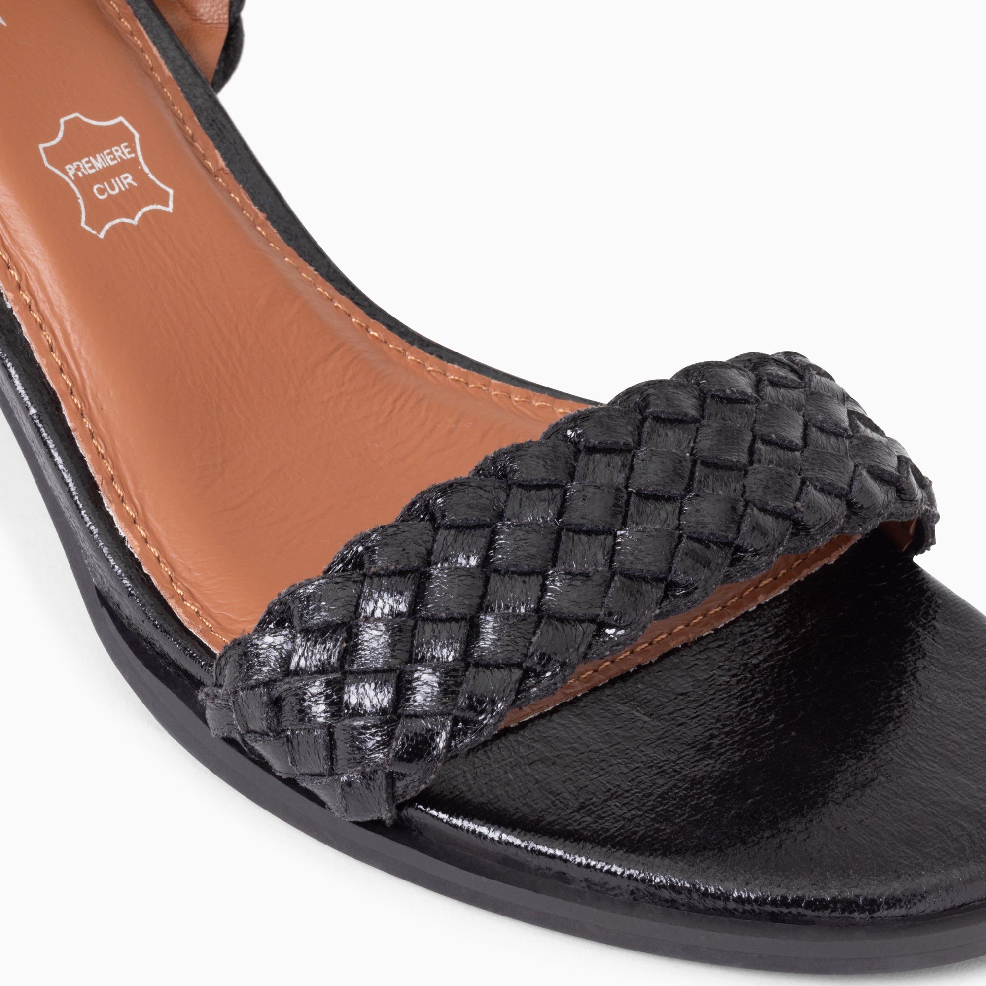 Sandales à talon, Compensées-Sandales Eugénie noires à brides tressées