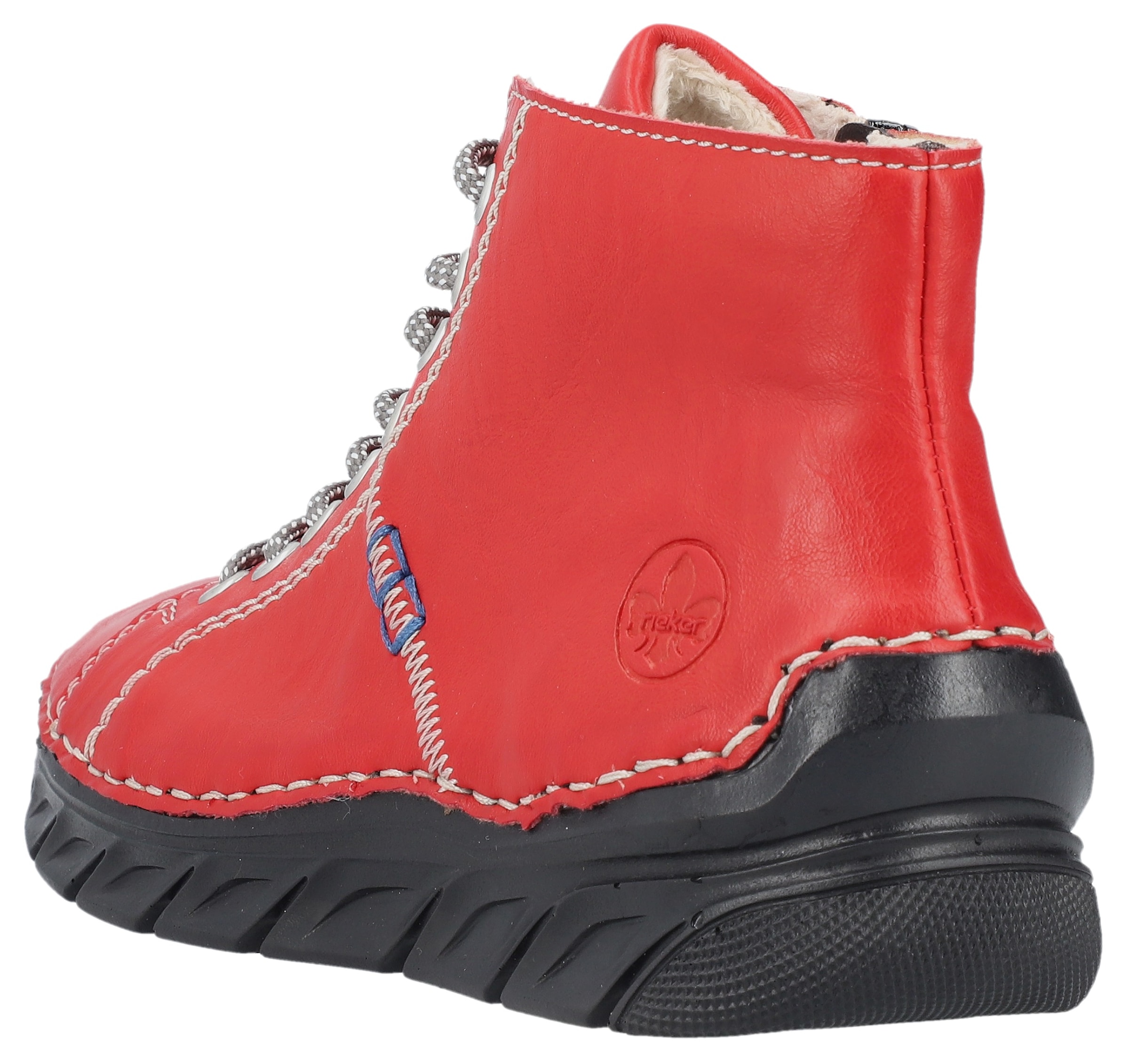 Rieker Schnürboots  , Schnürstiefelette, High Top Sneaker, Schnürschuh mit Kontrastnaht