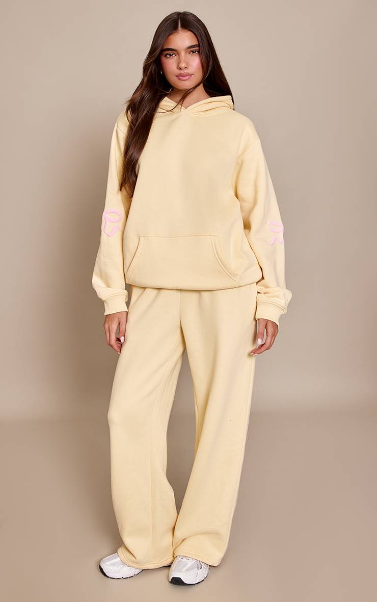 Butter Yellow Jogging Droit À Imprimé Nœuds Bouffants