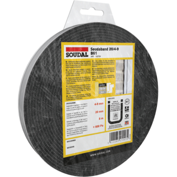 Soudal gecomprimeerde zwelband 4-9mm, 20mm breed en 8m lang