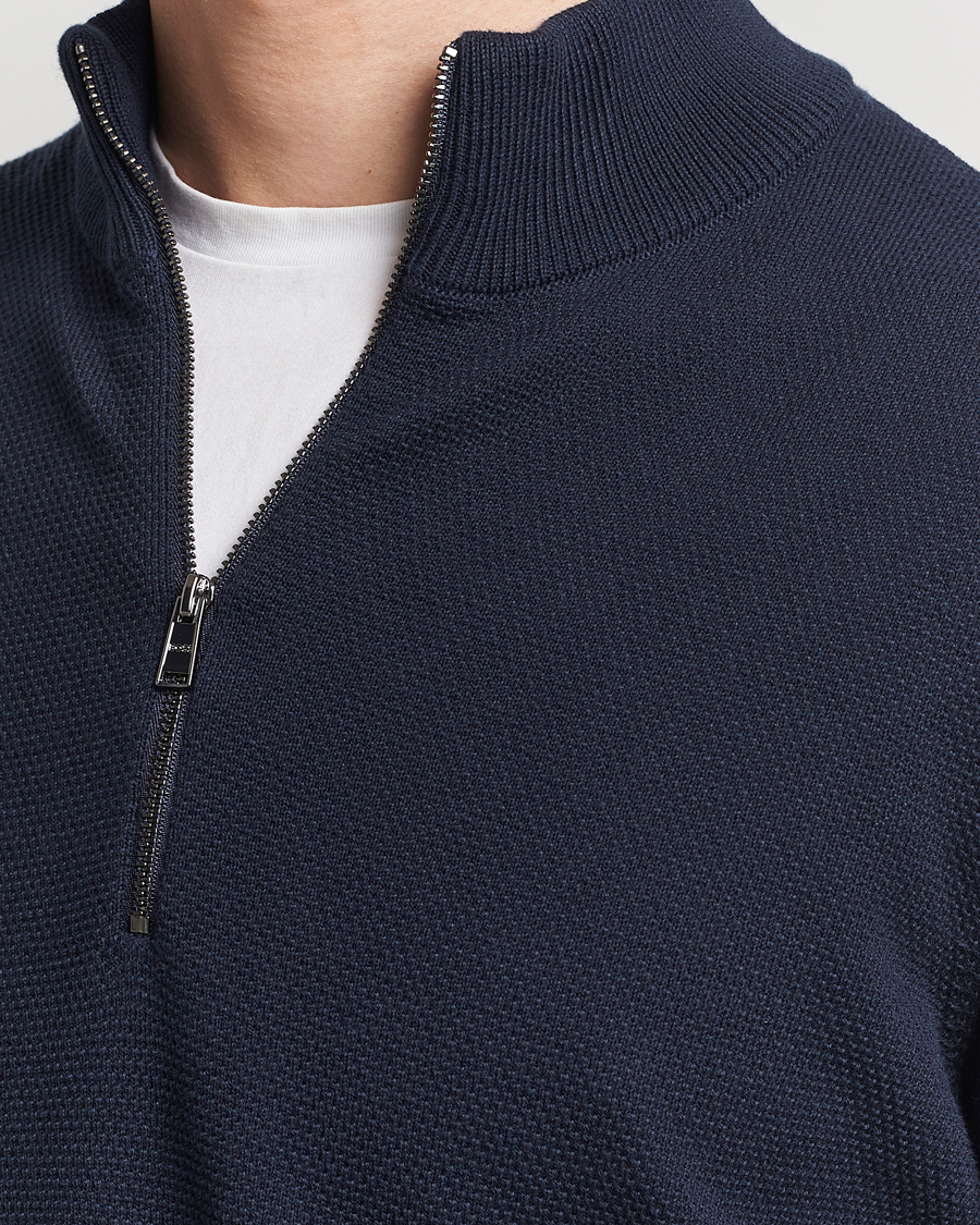 BOSS BLACK Ebrando Knitted Half Zip Dark Blue