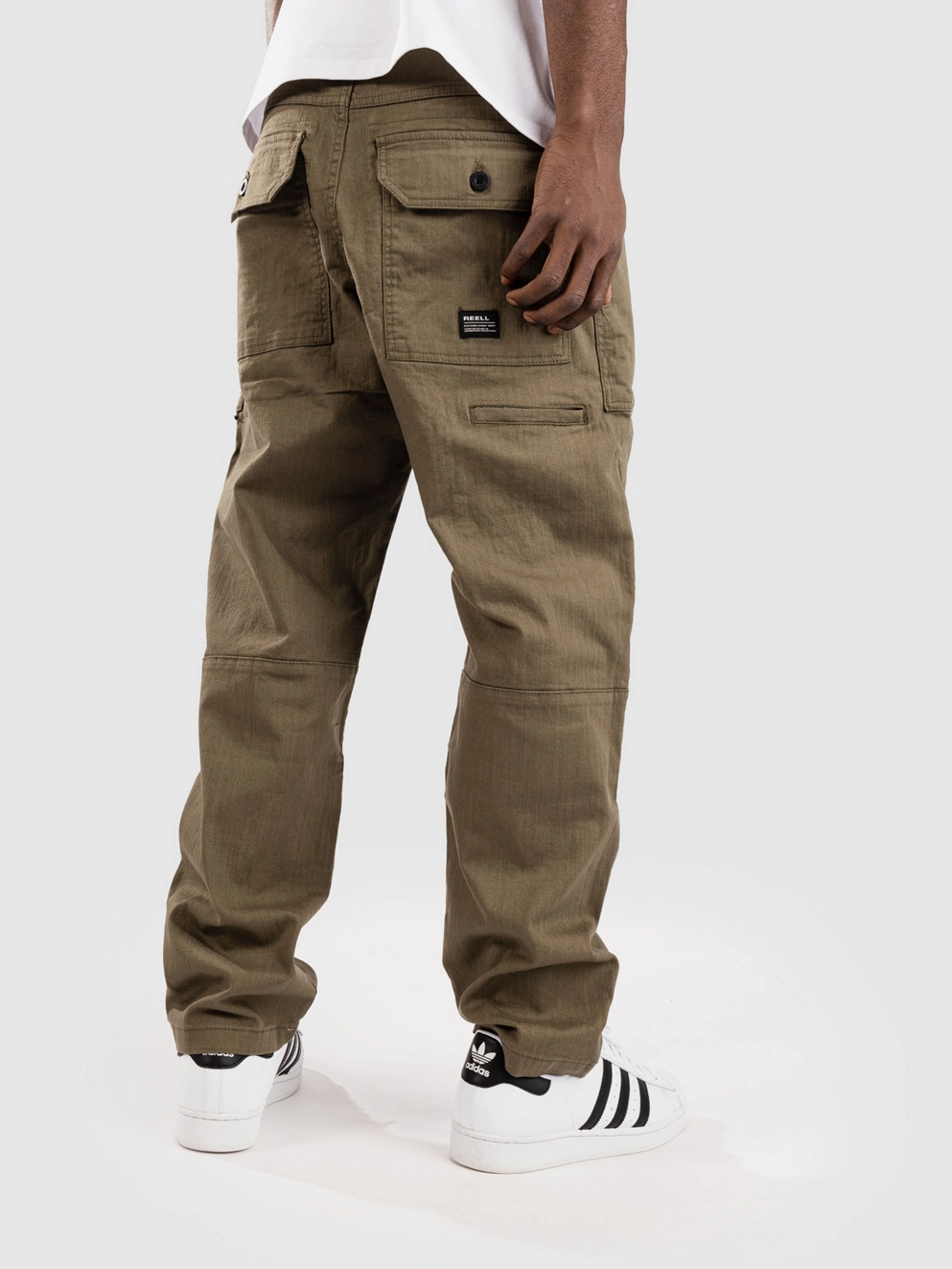 REELL Parker Pants olive herringbone twill