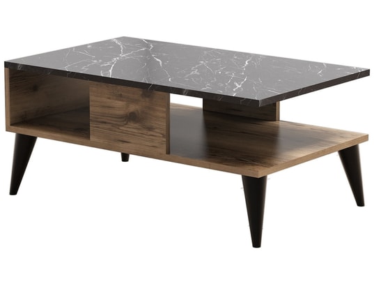 CONCEPT1 - Table basse Lidya marbre noyer