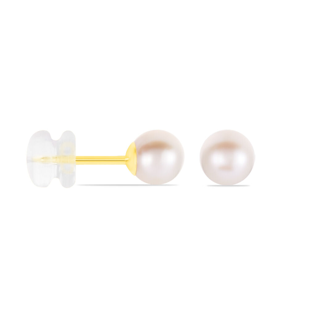 Boucles D'oreilles Puces Suki Or Jaune Perle De Culture