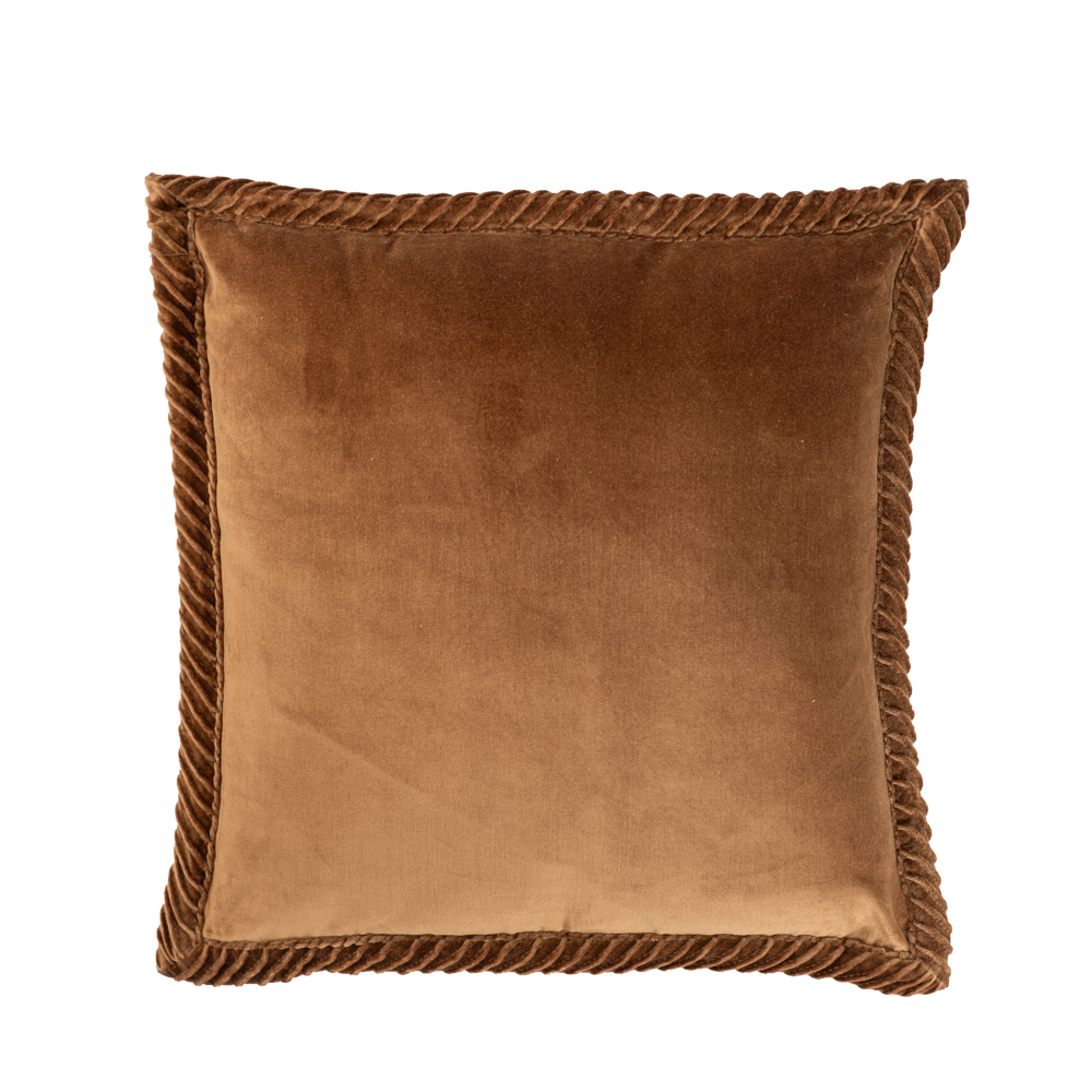 Sierkussen velours Tucked border mocca macha 50x50 cm