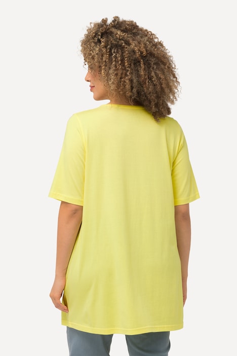 T-Shirt, Zierfalten, A-Linie, Rundhals, Halbarm, Modal