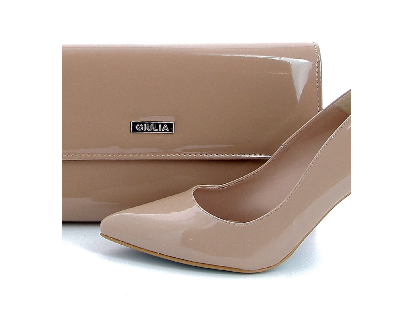 Giulia-HANDBAG G. Vernis Beige Foncé