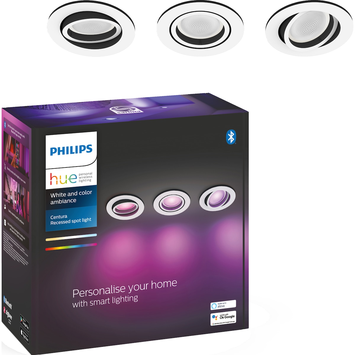 Philips Hue Centura innfelt spotlys 3x5,7W (hvit)