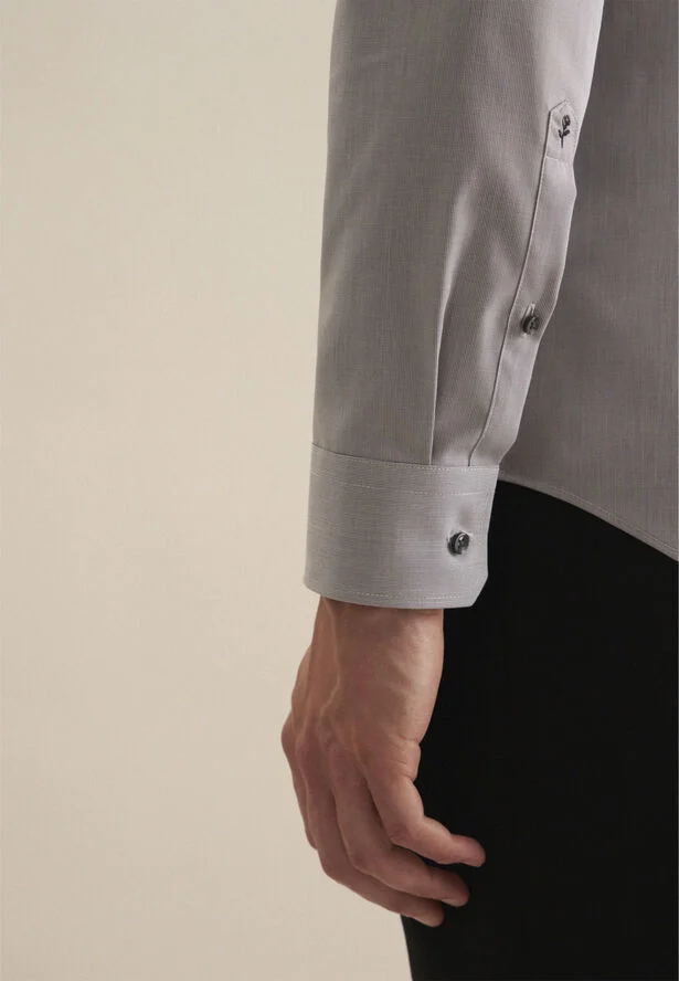 Seidensticker Business Shirt Slim Long sleeve Kent-Collar Uni Grey