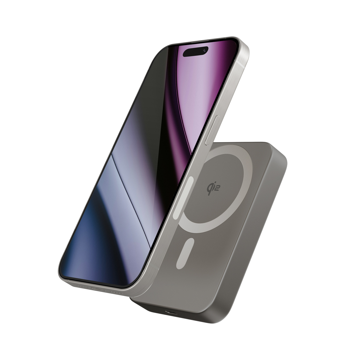 (15W) 10000mAh Alu Mag  EM71 Powerbank USB C Ladegerät MagSafe UltraPack Qi2 Wireless Charger PD (9915112100085) - Titan