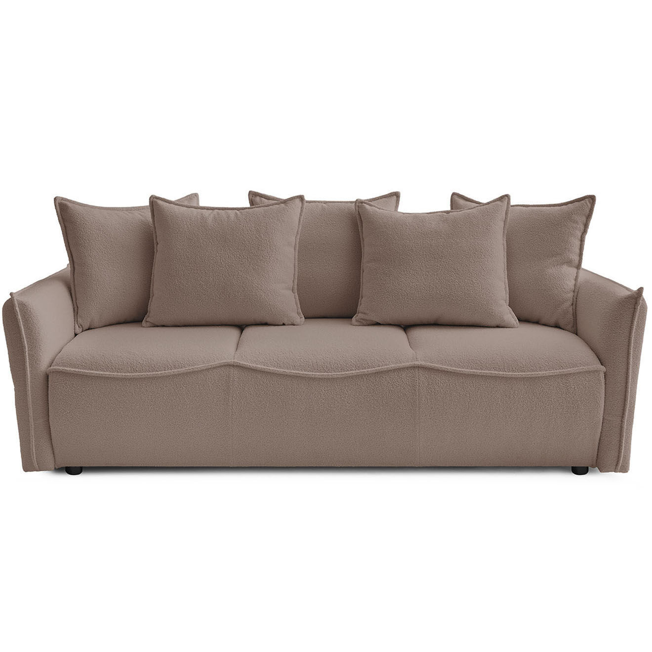 Bobochic Canapé 3 places convertible coffre Bouclette Leon marron - 226x97x90 cm