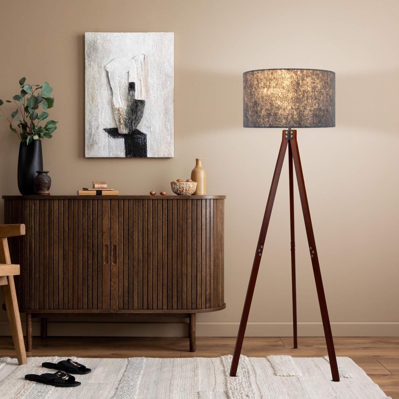 Stehleuchte FILCO - braun-grau - Holz - 147 cm