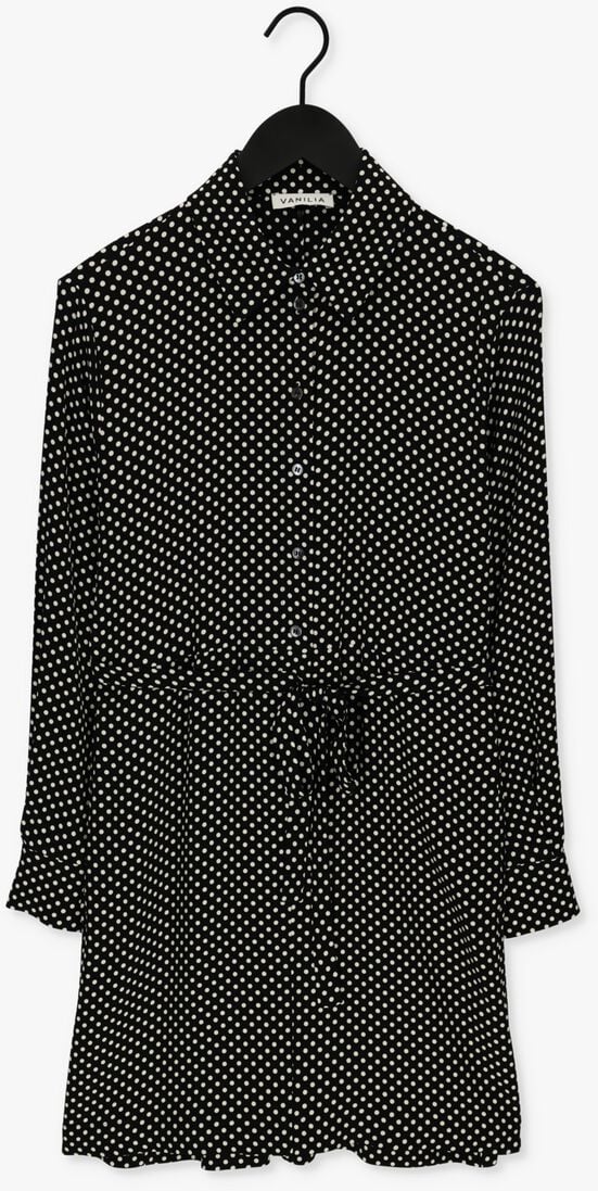 VANILIA zwarte vanilia mini jurk dotted shirt dress