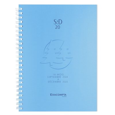 Agenda à spirale Linicolor - 1 semaine sur 2 pages - 16 mois - 15 x 21 cm - disponible dans différentes couleurs - Exacompta
