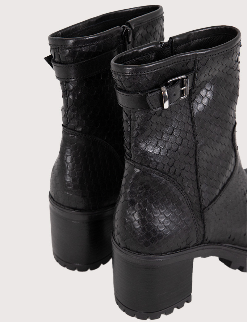 PAOYAMA BOTTINES TALON COURT CUIR CILDA NOIR