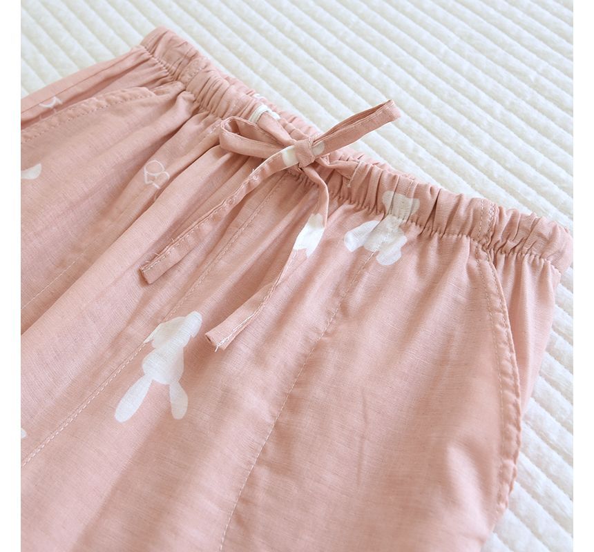 MelMount - Koppel bijpassende pyjamabroek met konijnenprint