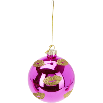 Kerstbal mix glas kusjes divers  Ø 8 cm per stuk