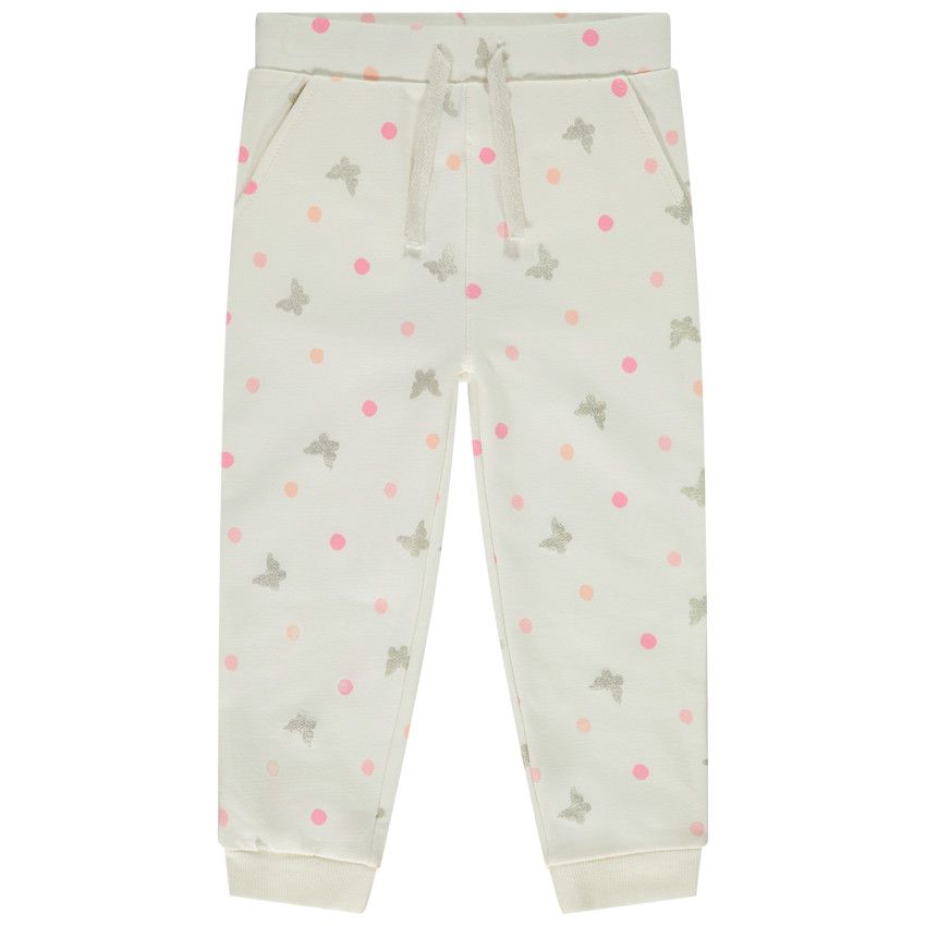 Jogging molleton imprimé fantaisie pour bébé fille - Ecru