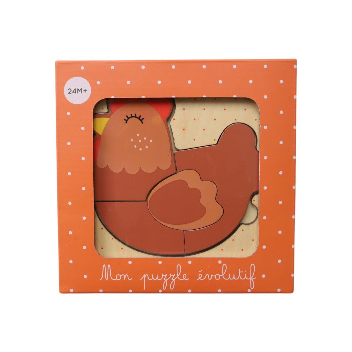 Puzzle évolutif en bois cycle de vie - La petite poule rousse Mercredi et Patati