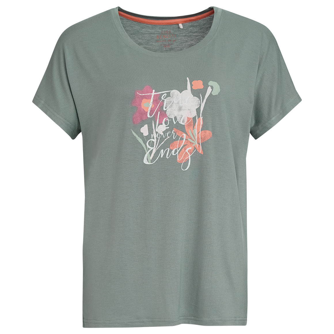 Gina Benotti Damen Schlafshirt mit Blumen-Print dunkelgrün