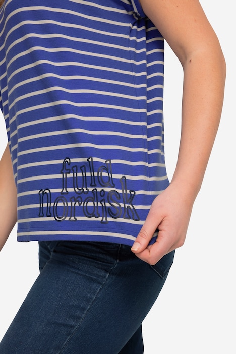 T-Shirt, oversized, Ringel, Rundhals, Halbarm