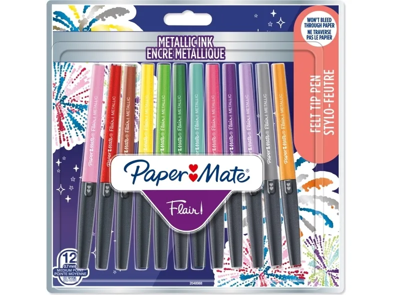 PAPER MATE Faserschreiber Flair 12er METALLIC M 0.7 mm Blister