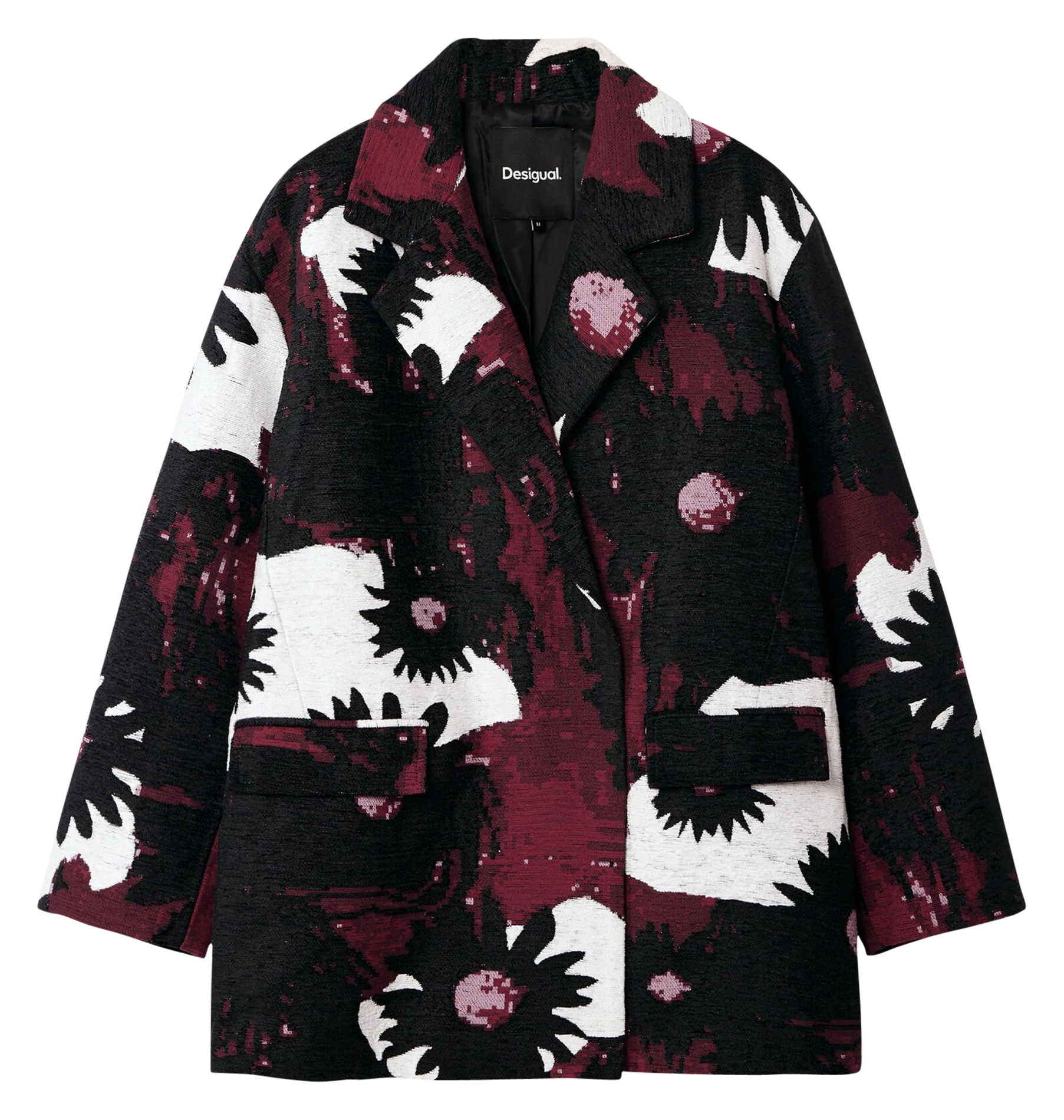 Manteau ample imprimé en coton mélangé | Rouge