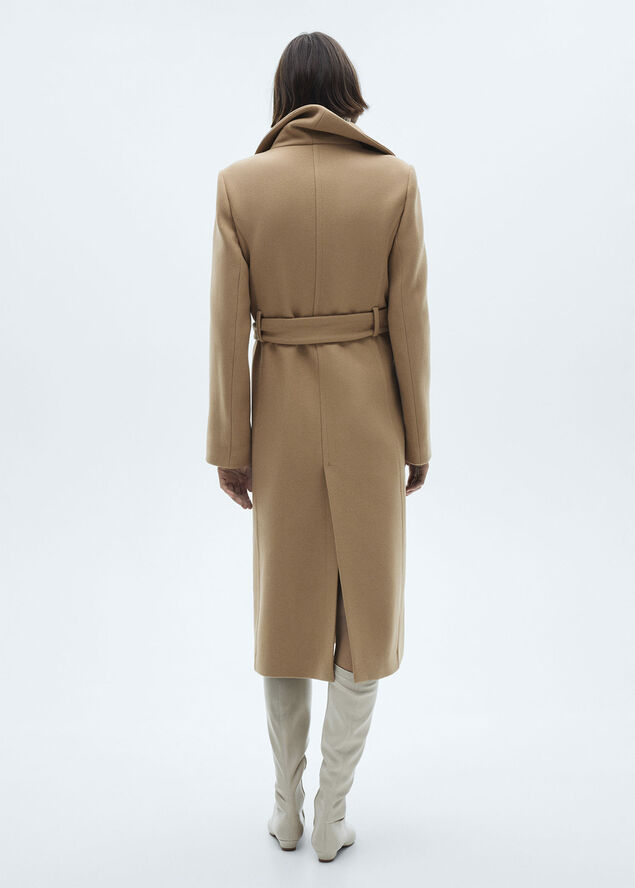 MANGO Belted Manteco wool coat Medium brown