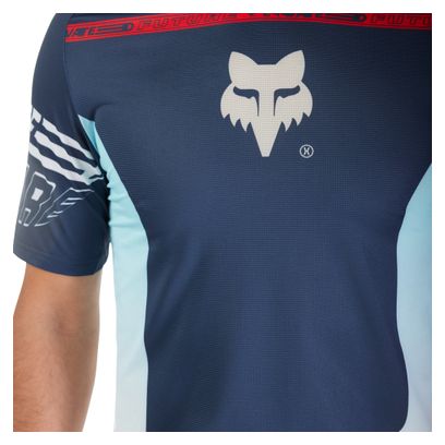 Maillot Manches Courtes Fox Flexair Elevated Bleu/Rouge