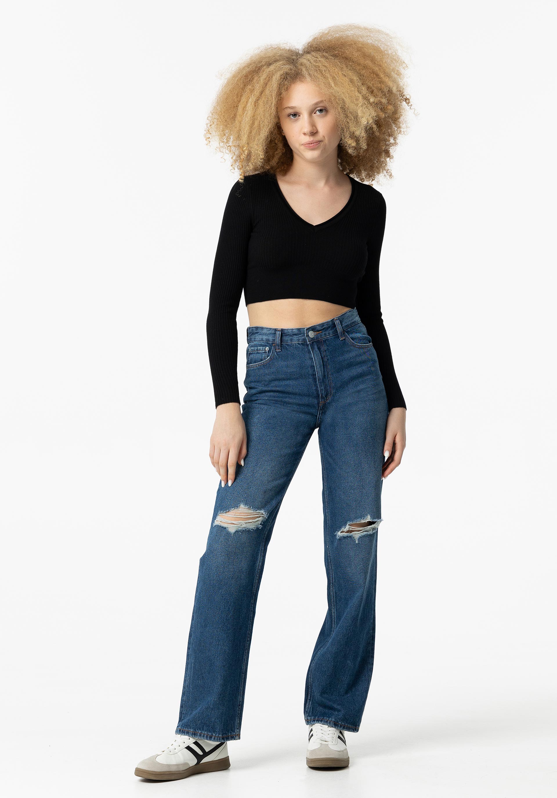 Jeans Taylor Straight Fit com Rasgões